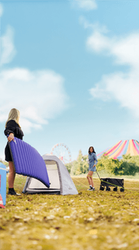 Festivalcamping mit Zelt und Luftmatratze