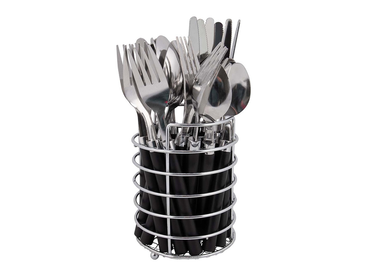 Bo-Camp Besteck im Korb - Black