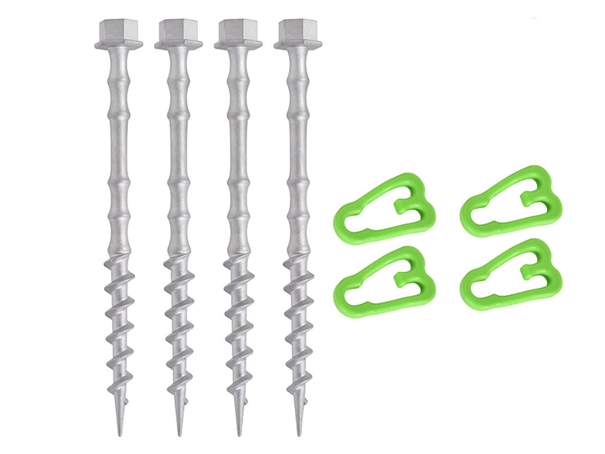 Obelink Alphagrip Aluminium-Schraubheringe mit Heringclips 20 cm – 4er-Set