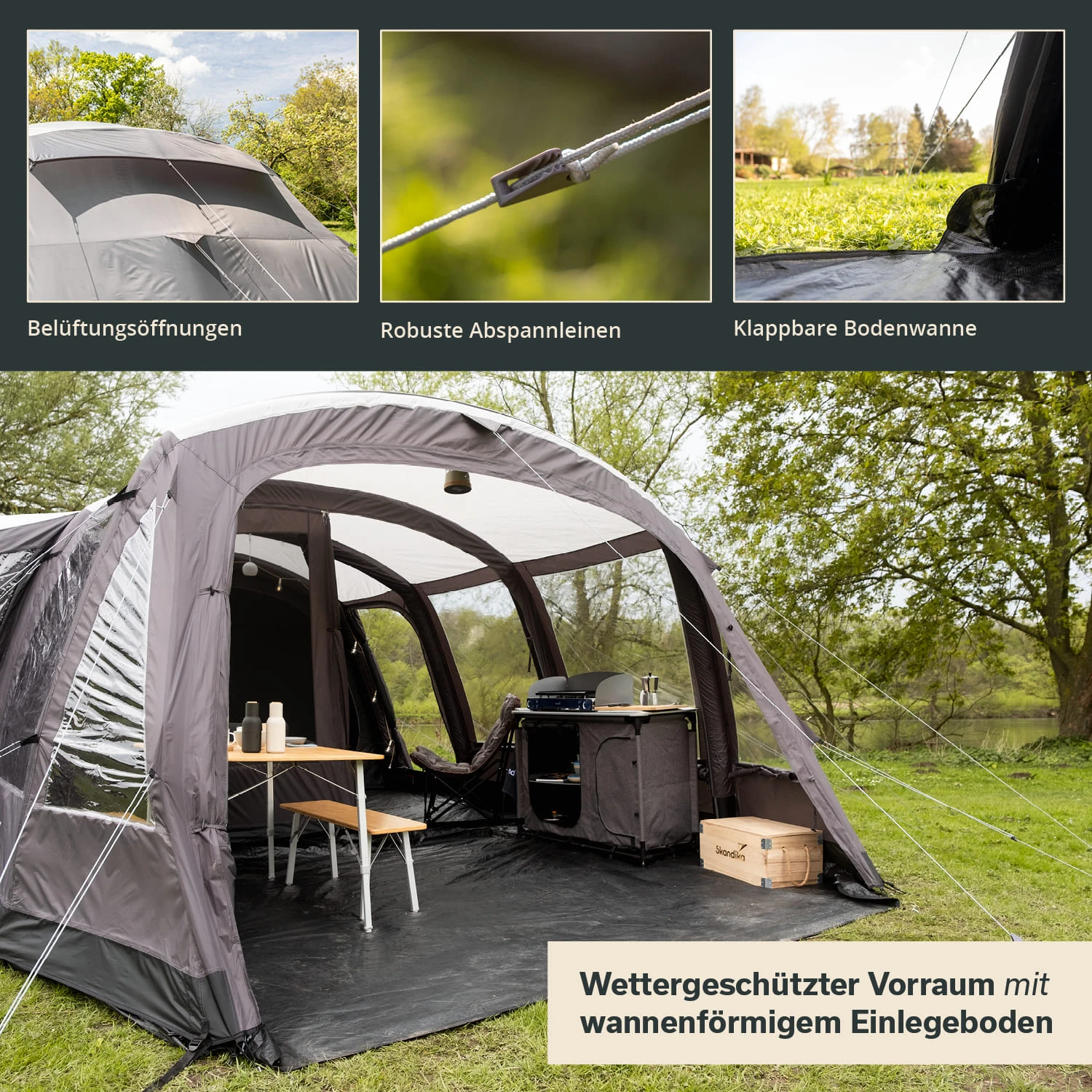 four tent Core Equipment 4-Person Instant Cabin Performance CAT_Imaginative Play offering plenty of room Color:MULTICAM KLAPPBETT im Camper Ausbau