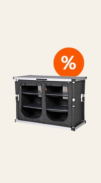 Faltbarer Schrank mit 4 Fächern und Arbeitsplatte