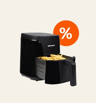 Obelink Heißluftfritteuse schwarz mit Pommes