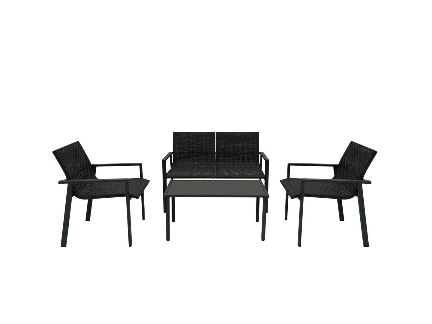 Rattan Terrassenmöbel Set - Schwarz