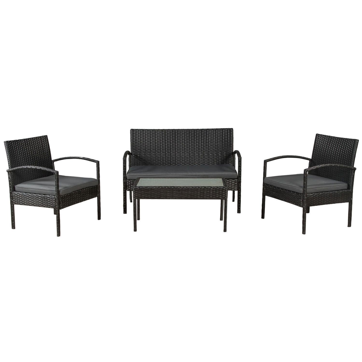Trinidad Polyrattan schwarzes Lounge-Set