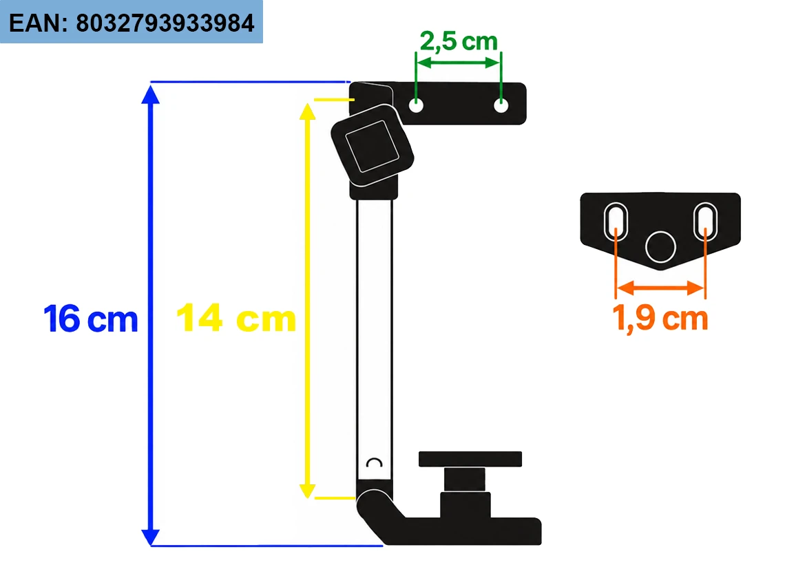 Obelink 14 cm Fensteraussteller Schraubbefestigung mit Drehknopf - Rechts