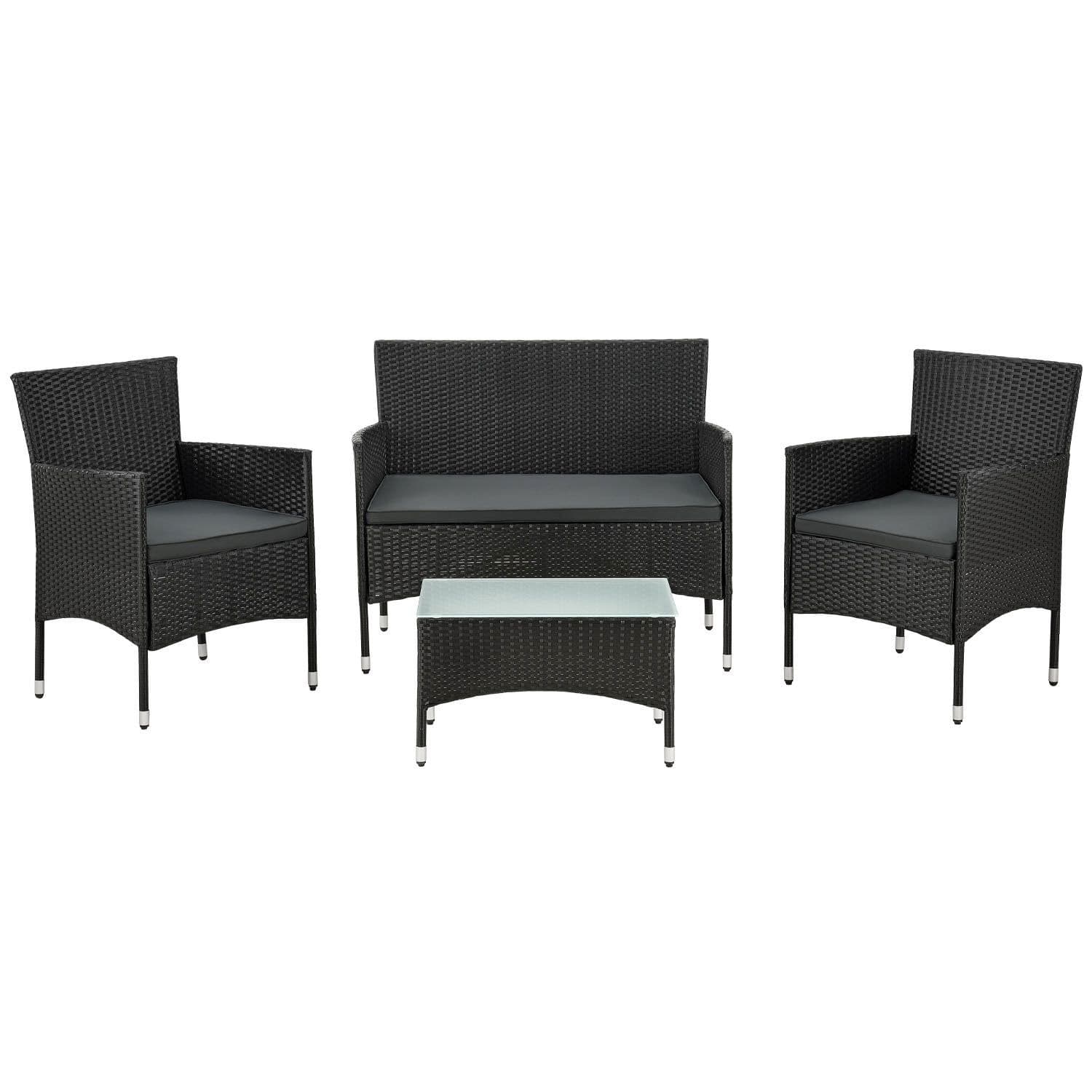 Fort Myers Polyrattan schwarzes Lounge-set