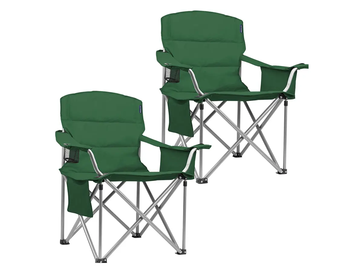 TRVLMORE XL Green Faltstuhl mit Kühlfach - Set von 2