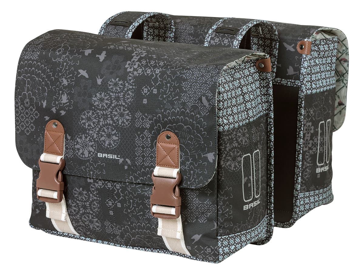 Basil Bohème doppelte Fahrradtasche - Charcoal