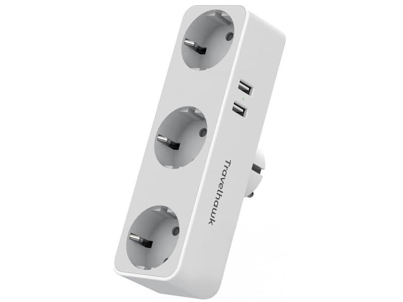 Travelhawk 3-fach Steckdosenadapter - White
