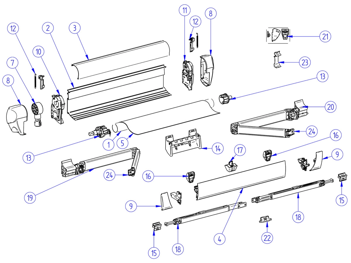 Thule Omnistor Set Endkappen Vorderschiene 5003 Weiß