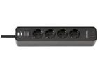 Brennenstuhl Ecolor Steckdosenleiste mit 2 USB-C Ladesteckdosen - Black