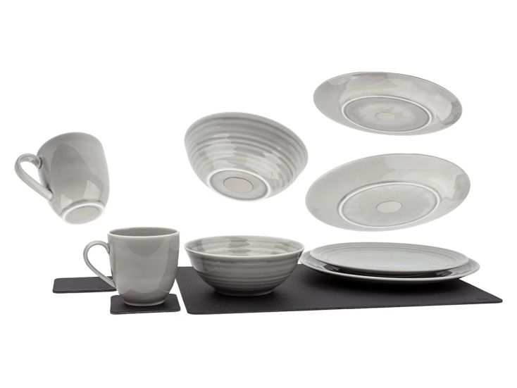 Silwy 11-teiliges Magnet-Porzellan-Geschirrset - Ash