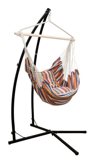 AMANKA Hängesessel mit 2 Kissen und Gestell - Striped