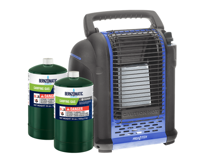 PortaHeatmaster 2000 Watt Gasheizer mit 2 Gasflaschen