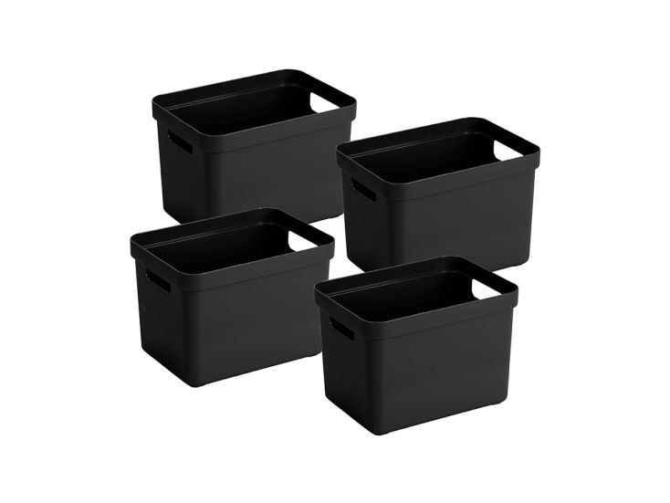 Sunware Sigma home 4er-Set 18L Aufbewahrungsbox - schwarz