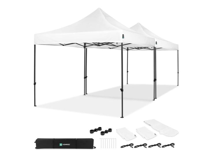 VONROC Premium 6x3 easy-Up Partyzelt mit verbindungs-set - White