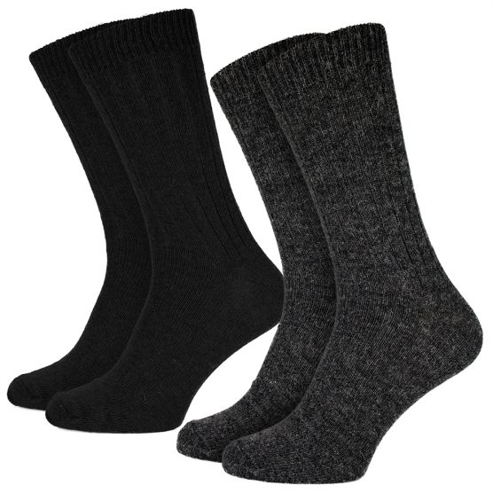 Black Snake Schwarz/Anthrazit 2-pack Alpaka Schafwollsocken