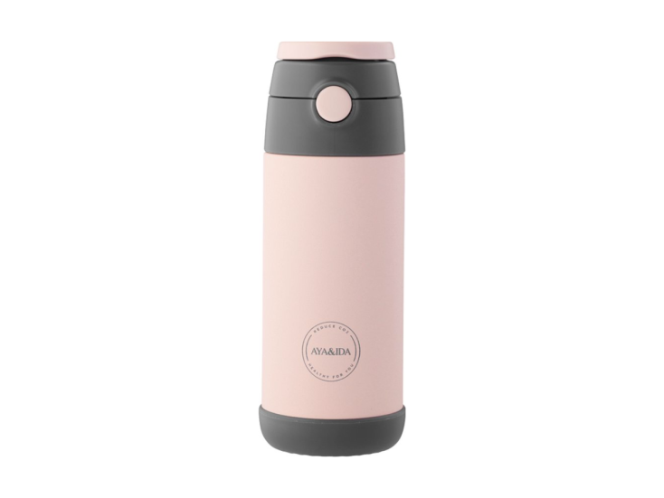 AYA&IDA 350 ml Kinder Thermosflasche mit Strohhalm - Soft Pink
