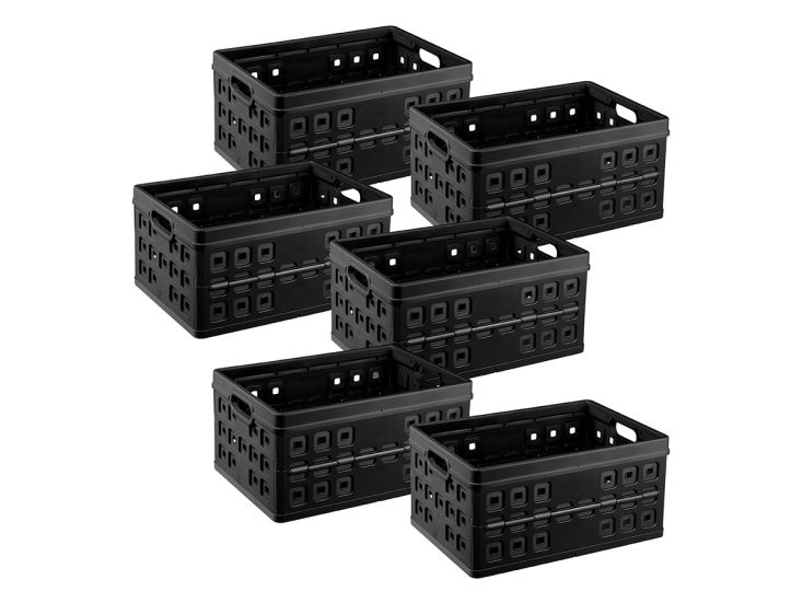 Sunware Square 46 Liter Set von 6 Klappboxen - Black