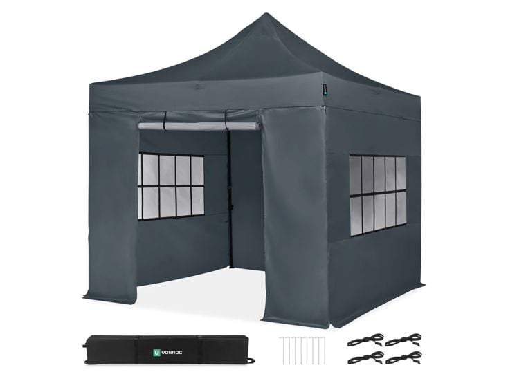 VONROC Premium 3 x 3 easy-up Partyzelt mit Seitenwände - Grey