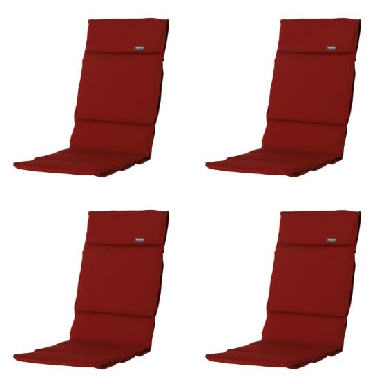 Madison Rib rotes Gartenkissen - 4er-Set