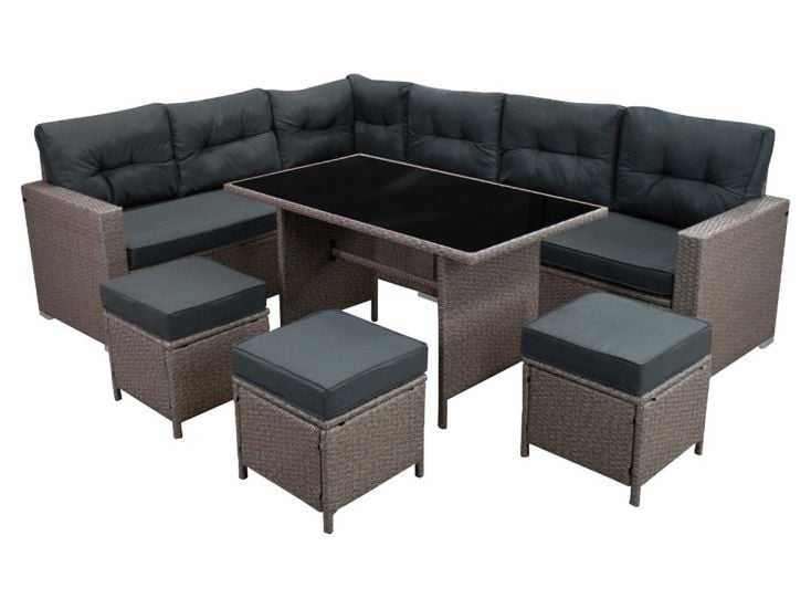 Jardi  Grau 9 Sitzplätzen Polyrattan Gartenmöbel Set