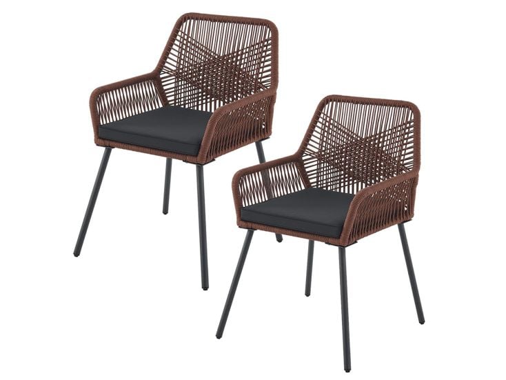 Juskys Kastos Set von 2 Gartenstühle mit Sitzkissen - Dark Brown