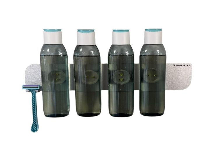 MagSpike Set L mit Halterung Duschablage ohne bohren - Silver