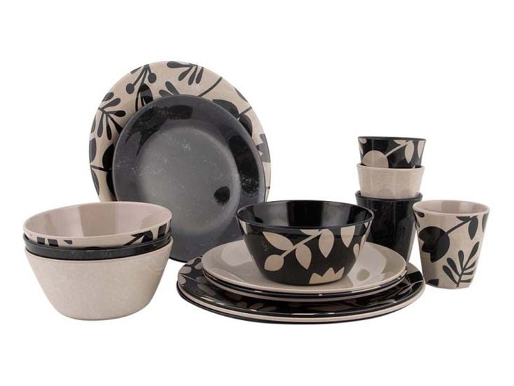 Bo-Camp Mix & Match 16-teiliges Geschirrset - Beige/Black