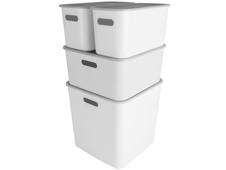 Sunware Sigma home 4er-Set cube boxen mit Deckeln - Weiß