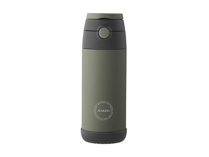 AYA&IDA 350 ml Kinder Thermosflasche mit Strohhalm - Green