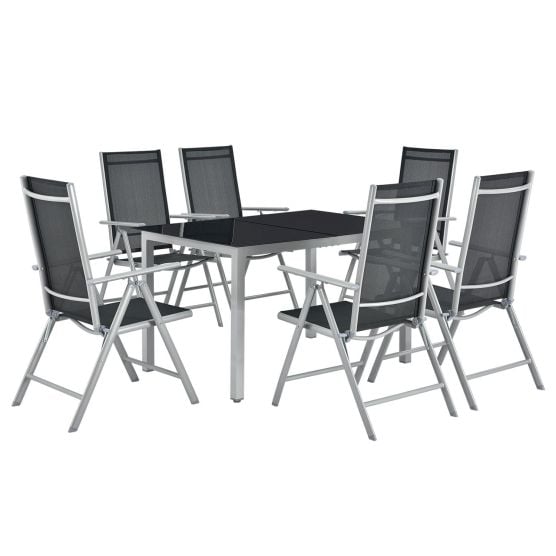 Milano Aluminium 7-teiliges silbergraues Dining-Set