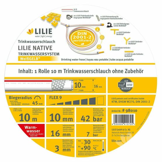 Lilie rote 10 m Trinkwasserschlauch