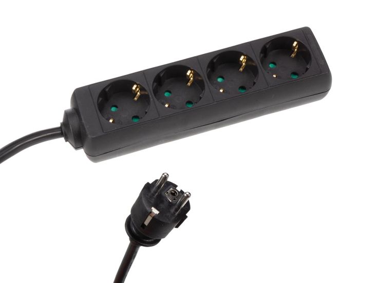 HQ-Power 4-fach Leiste mit Schrumpfschlauch - 5 Meter