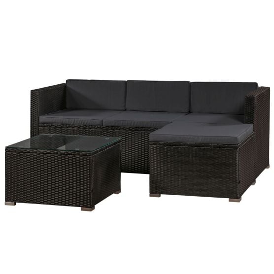 Punta Cana M Polyrattan Schwarze Lounge-Set