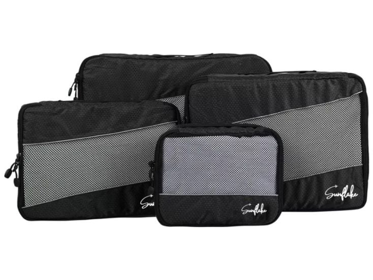 Sunflake Set von 4 Packing Cubes - Black