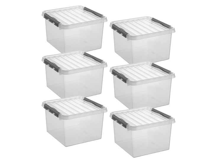 Sunware Q-line 26 liter Transparent Aufbewahrungsbox - Set von 6