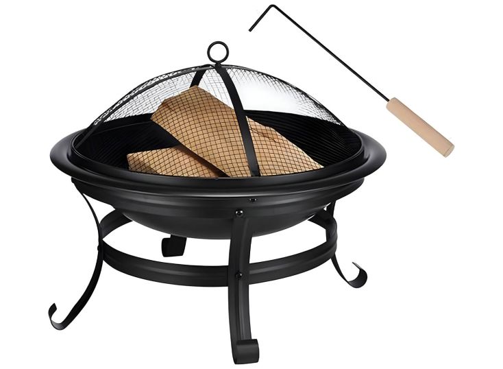 Hi Ø56 cm Feuerschale mit Schürhaken - Black