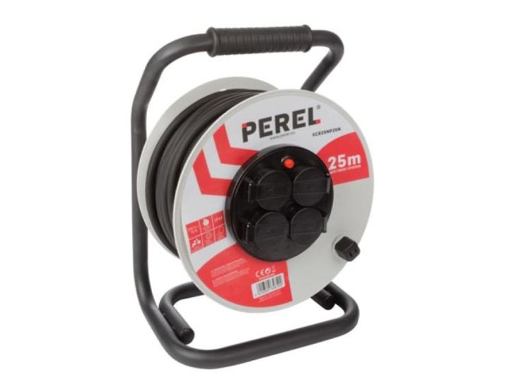 Perel ECR25NP25N 4-wege Kabeltrommel - 25 Meter