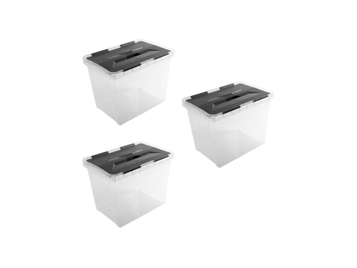 Sunware Onyx 15 liter Transparent Aufbewahrungsbox - Set von 3