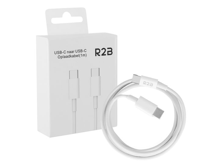 R2B 1 Meter Weißes USB-C zu USB-C Kabel