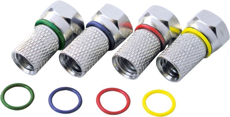 Schwaiger 7 mm satz mit 4 F-Verbindern mit farbigen Ringen