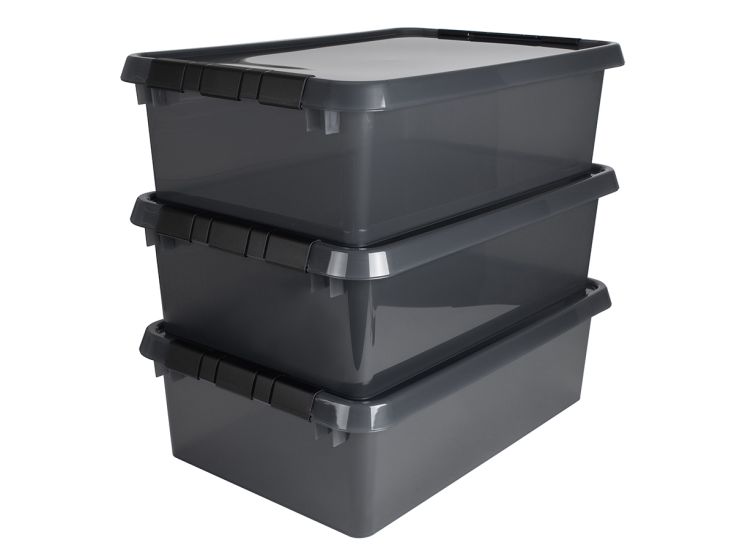 Sunware comfort Line 3er-Set 32L Aufbewahrungsbox - grau