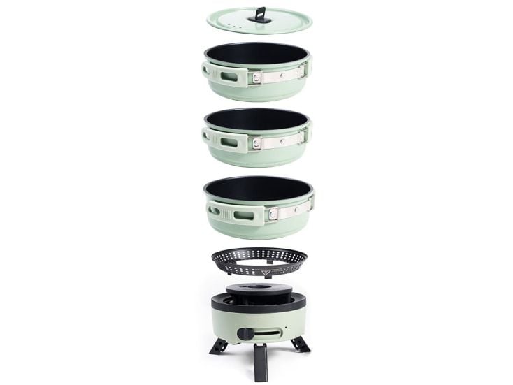 Skandika Rask Hybrid Gas/Strom Campingkocher - Green