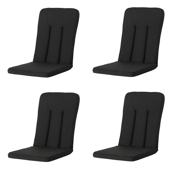 Madison Rib schwarzes Gartenkissen - 4er-Set