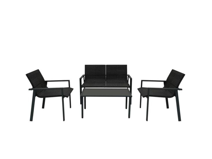 Rattan Terrassenmöbel Set - Schwarz
