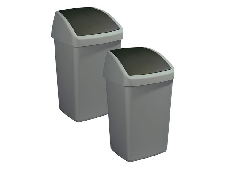Sunware Delta 50 Liter Set von 2 Schwingdeckeleimer - Grey