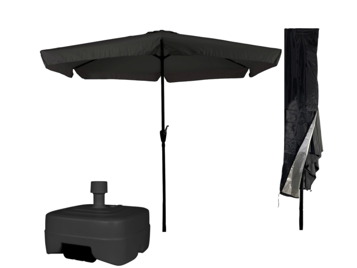 CUHOC sonnenschirm Ø3m schwarz mit hülle Redlabel und fuß