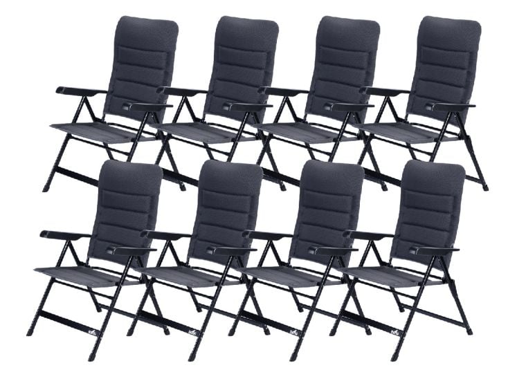Bardi 7-Positionen Grey Luxus-Klappstuhl - Set von 8