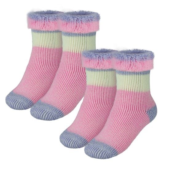 Black Snake Pink 2 Paar Kinder Thermo Kuschelsocken